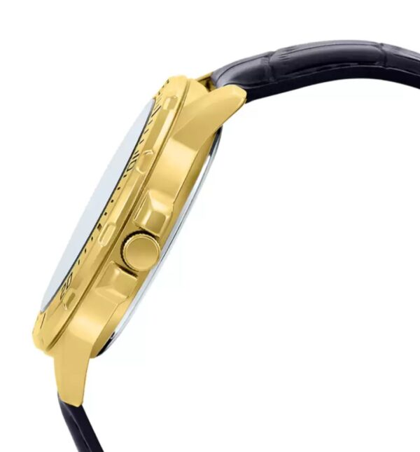Aglance Exclusive Ion Black Dial Date on 3 with Designer Bezel Leather Strap Analog Watch - Image 3