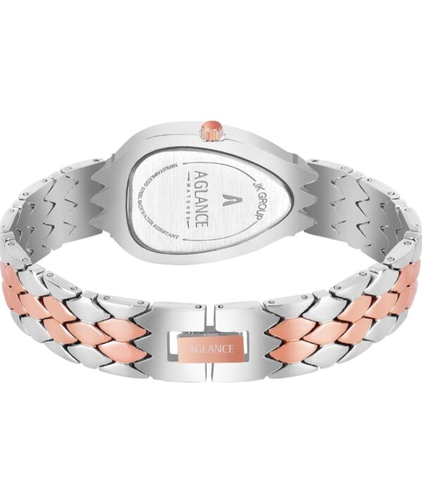 Aglance Green dial Rose Silver Cobra Chain Watch for Girls - Image 2