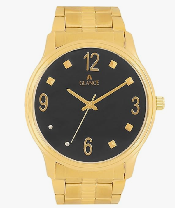 ASTRO 1582G SPECIAL DESIGNE & ORIGINAL BLACK DIAL GOLD PLATED WATCH for MEN & BOYS