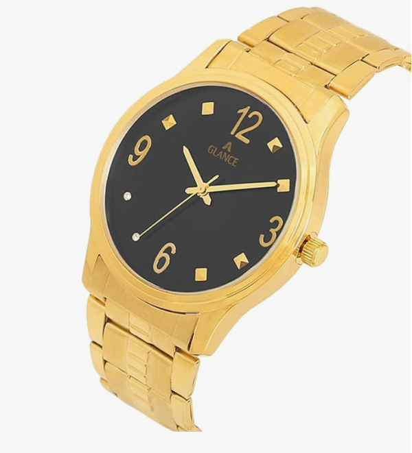 ASTRO 1582G SPECIAL DESIGNE & ORIGINAL BLACK DIAL GOLD PLATED WATCH for MEN & BOYS - Image 3
